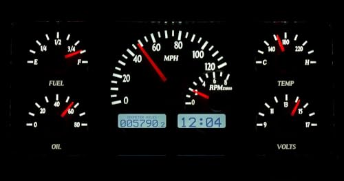 Dakota Digital VHX-63J-WAG-K-W Gauge System Analog Dash Compatible with Jeep 1963-72 Wagoneer & J Trucks, 1967-72 Jeepster Commando, Black Alloy Style, White Backlighting