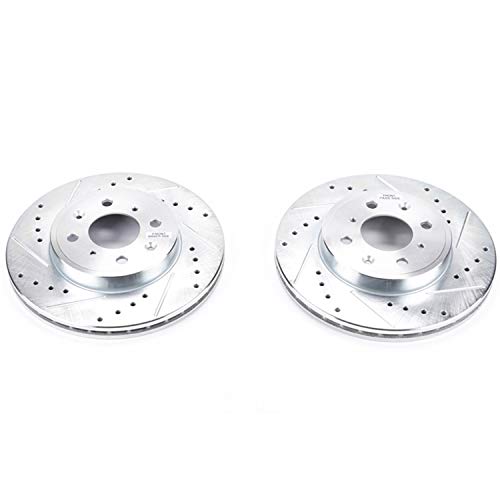 Power Stop Front JBR1714XPR Drilled and Slotted Rotor Pair For Honda Fit 2015-2020 [Model Specific]