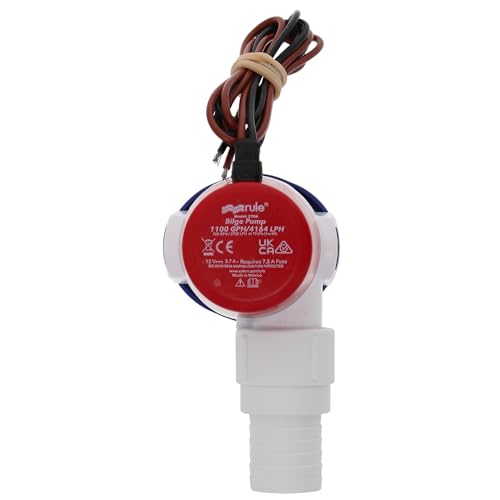 Standard Rule Bilge Pump 27DA - Not Automatic, Submersible, Marine Bilge Pump for Boats with Thermal Cut-Off, Check Valve, Low Amperage, 3/4" Threaded Ports, Ideal Boat Accessories - 1100 GPH, 12V
