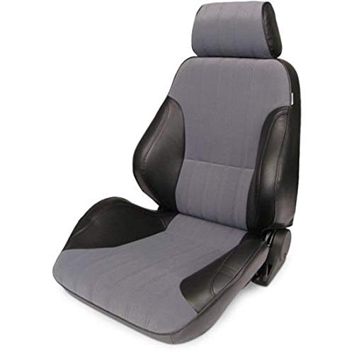 Black Vinyl ProCar by Scat 80-1000-73L Sides, Gray Velour Insert Racing Rally Recliner Left Seat