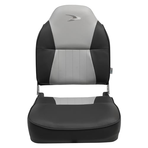 Lund Style Wise 8WD640PLS-664 High Back Boat Seat, Grey/Charcoal