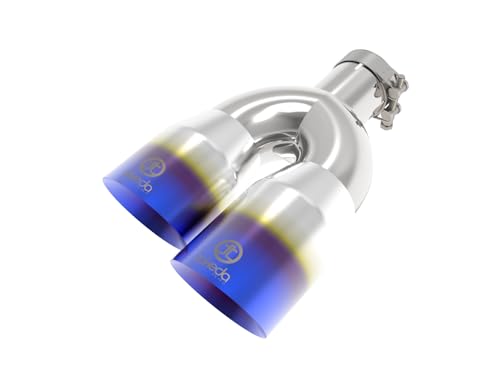 aFe Power 304 Stainless Steel Takeda Clamp-on Exhaust Tip Blue Flame 2-1/2 IN Inlet x 4 IN Outlet x 12 IN L 49T25484-L122