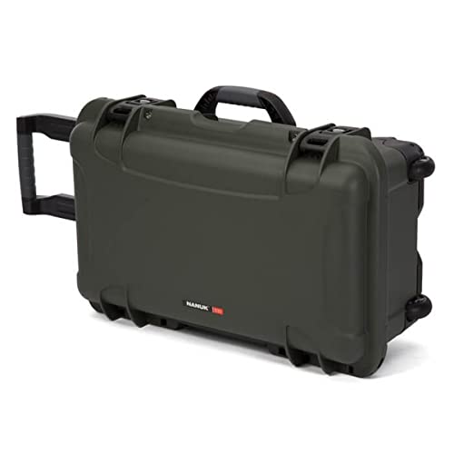 Waterproof Nanuk 935 Hard Case with Lid Organizer and Foam Insert for Canon, Nikon - 2 DSLR Body and Lens/Lenses - Olive