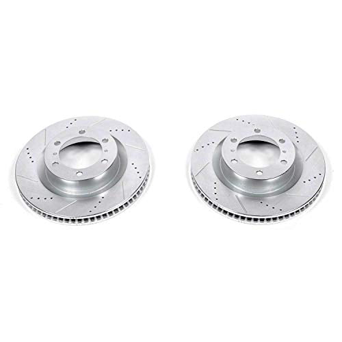 Power Stop Front JBR1395XPR Drilled & Slotted Rotor Pair For Lexus GX460 2010-2023, Toyota 4Runner 2010-2024 [Model Specific]