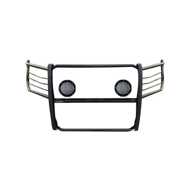 Bumper Guard Black Horse Grille brush Modular Come with Pair of 5.3" Dia.LED Lights with Black Trim Rings Compatible with 2015-2024 Ford F-150-17FP32MA-PLFB