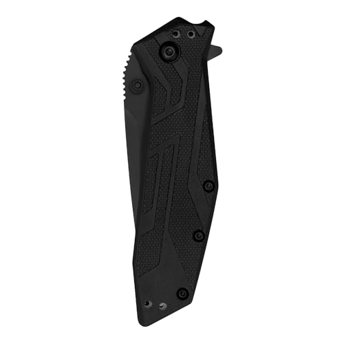 Brawler Kershaw Pocket Knife, All-Black Design, 3 Inch Stainless Steel Partially Serrated Tanto Blade, EDC with Assisted Opening, 4-Position Pocketclip, Everyday Carry Pocket Knife for Men and Women