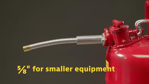 2.5 Gallon Justrite Type II Yellow Safety Can for Diesel with Flame Arrester, Self-Closing Lid, and 5/8" Flexible Metal Spout, Made in the USA, Galvanized Steel Flammable Storage Can, 7225220