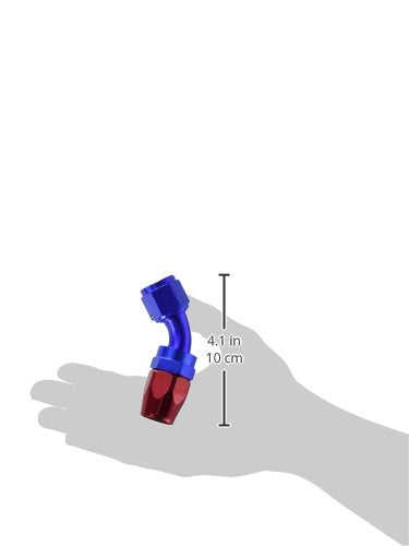 Edelbrock/Russell 610110 Anodized Aluminum Red/Blue -10AN 45-Degree Hose End
