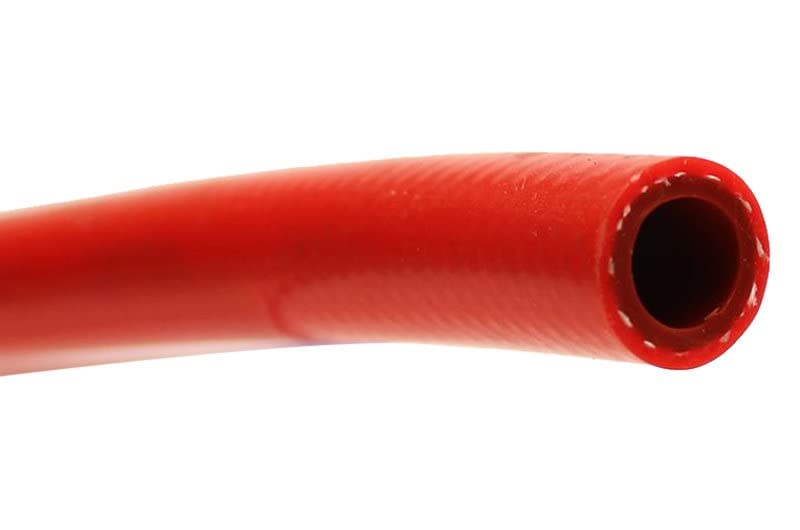 Red HPS 1/8" ID high temp reinforced silicone heater hose tubing, 100 feet length, Max Temperature Rating: 350F, Bend Radius: 1/2"