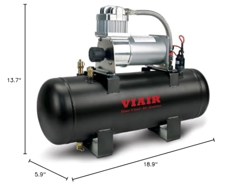 High-Flow VIAIR 150 PSI Air Source Kit | Portable On Board Air Compressor with 2 Gallon Tank for Truck, Air Horns, Suspension, Air Locker, Black