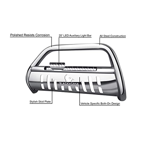 Beacon Black Horse Bull Bar Skid Plate Stainless Steel Compatible with 2023-2024 Lexus RX350-BE-F7602S