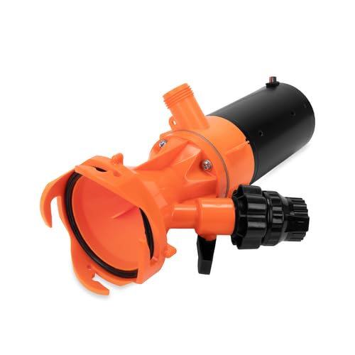 Camco Rhino Sewer Camper/RV Macerator Pump System - VortexCore Technology Grinds Sewer Waste into 1/8” Pieces - Versatile for Any Location - 4-in1 Adapter, Self-Priming Pump & 15’ Water Hose (39040)