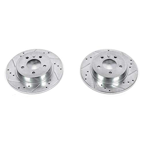 Rear POWERSTOP AR8670XPR Drilled & Slotted Rotor Pair For Buick Lucerne 2006-2011, Cadillac DTS 2006-2011 [Model Specific]