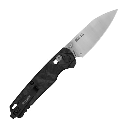 Kershaw Carbon Fiber Bel Air Pocket Knife, Black, 3.1 Inch Stainless Steel Reverse Tanto Blade, EDC with Manual Opening, Reversible Carry, USA Made, Everyday Carry Pocket Knife for Men and Women