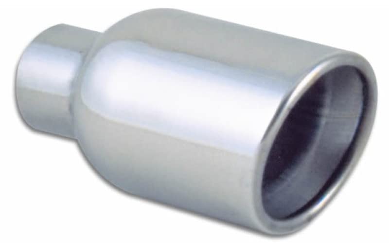 Vibrant Power Vibrant Performance 1343 Exhaust Tip, Weld-On, 3.00 in. Inlet I.D, 4.00 in. Outlet O.D, Double Wall, Angle Cut, Rolled Edge, 7.75 in. long, 304 Stainless Steel, Mirror Polished, each