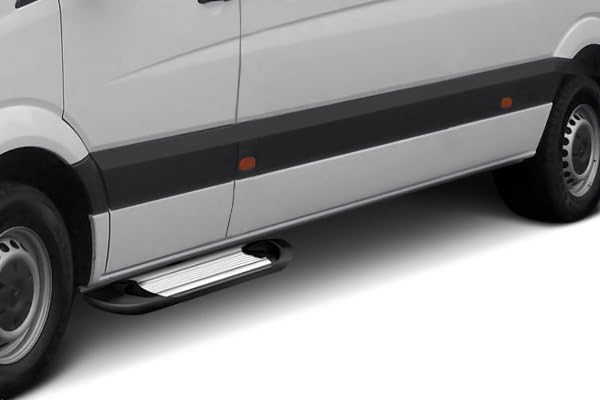 Transporter Running Boards Silver Black Horse Compatible with 2015-2024 Ford Transit-150 (Excl. 2022-24 E-Transit)-TR-F63596S
