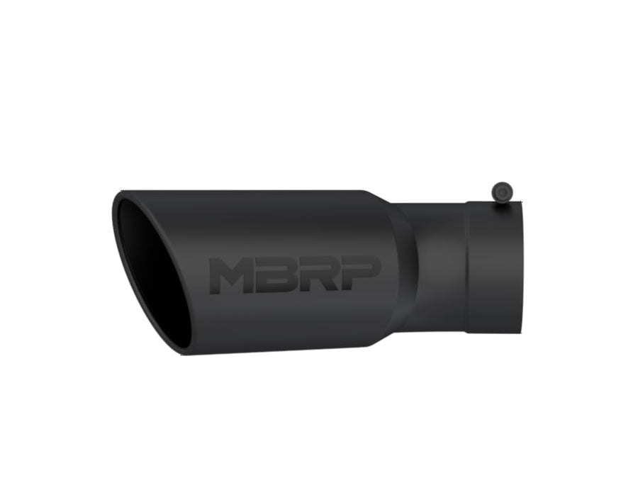 Black MBRP Angled Rolled End Tip, 6" O.D., 5" Inlet, 15 1/2" in Length, 30 Degree Bend