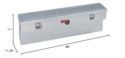 Side Mount Tool Box TrailFX Single Lid with Struts Polished 16-Gauge Diamond Tread Aluminum 3 Cubic Foot 48" Length x 11-1/4" Width x 11" Height Bright Finish TrailFX 160481
