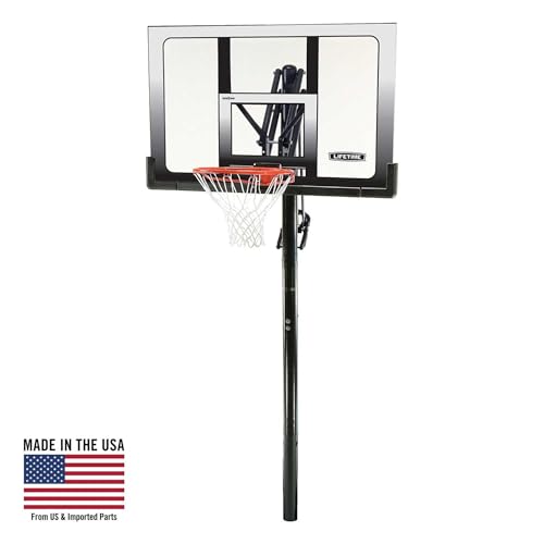 71281 Lifetime In Ground Power Lift Basketball System, 52 Inch Shatterproof Backboard