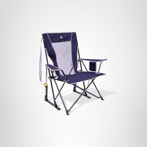 GCI Outdoor Rocker Comfort Pro Collapsible Rocking Chair & Outdoor Camping Chair, Indigo Blue