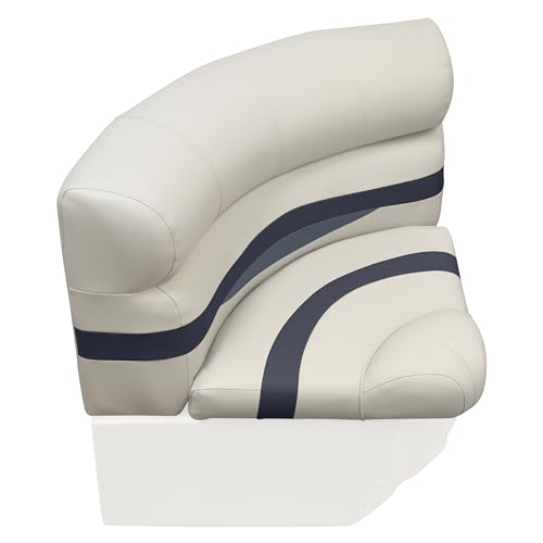 Wise Premier Series BM11028-986 Pontoon 28" Radius Corner Seat Cushion Set, Platinum/Spectra Navy/Cobalt