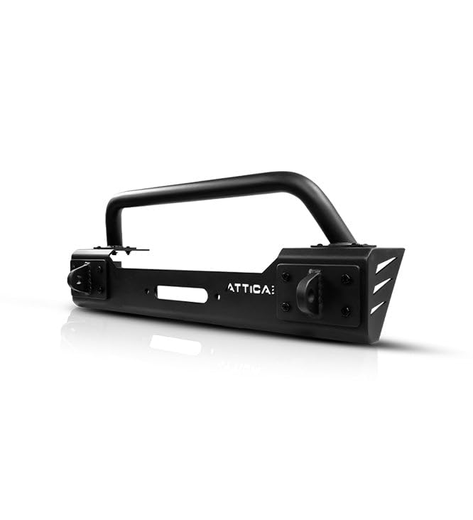 Cobra Tek - Apex Series Attica4x4 Stubby Front Bumper | Compatible with Jeep Gladiator JT & Wrangler JL | Heavy-Duty Off-Road Protection | 5mm Steel Design with Winch Mount - Black.