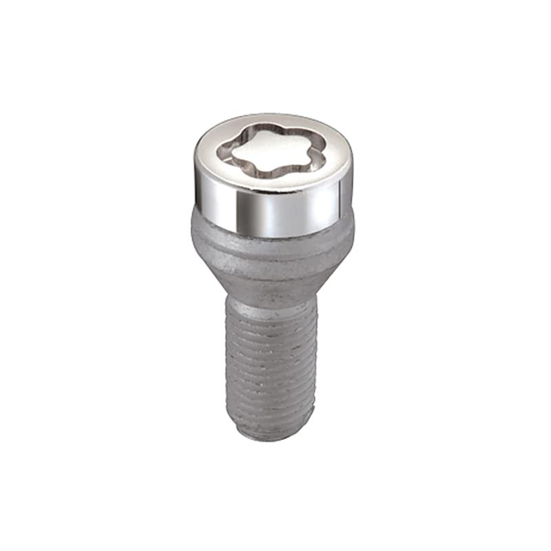 Chrome Bolt Style McGard Cone Seat Wheel Locks (M14 x 1.25 Thread Size) - Set of 4, Chrome & Grey, Size: Set of 4 Locks and 1 Key