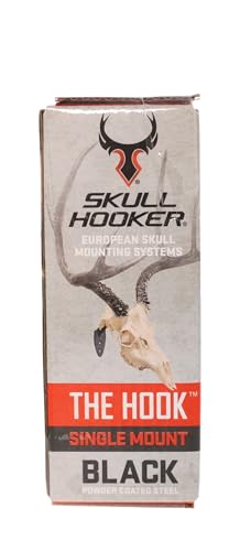 Skull Hooker Big Game Hook Powder-Coated Steel Flush Display Wall Mount, Mounts Bear, Deer & Antelope Specie Skulls, Black