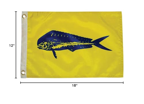 Dolphin Flag - Taylor Made Fishermans Catch (12" x 18") — Show Off Your Love of Dolphins with this Dolphin Flag — Nylon Construction - Brass Grommets - Water Repellent —2020109169