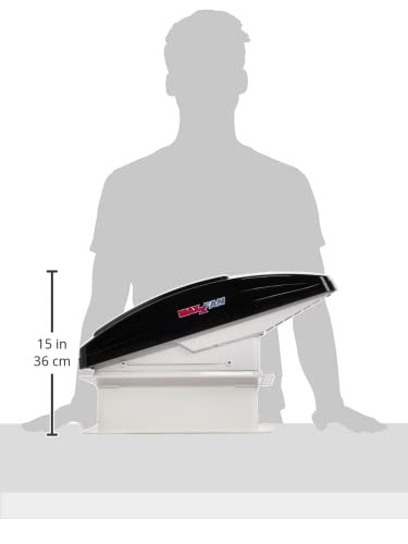 Maxxfan Deluxe Vent, MAXXAIR Fan and Vent Cover All in One - Powerful 4-Speed Reversible Fan with Thermostat, Built-in Rain Cover, Exhaust Air Only, Fits 14" x14 Roof Openings, Smoke (00-06401K)