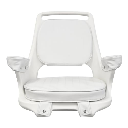 8WD1007-3-710 Wise Captains Chair with Cushions and Mounting Plate, White