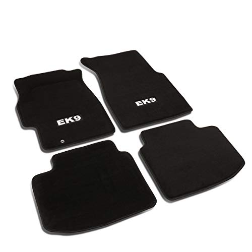 Floor Mats NRG Innovations Compatible with 96-00 Honda Civic, 4 Pieces Fiber Nylon Car Flooring Protection Interior Carpets with Logo, Black, NRG-FMR-130-LOGO