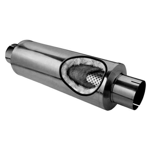 MFLR Diamond Eye 4inID SGL IN/SGL OUT 7inDIA X 20in BODY 27in LENGTH PERF SLOTTED ENDS 409 SS (470050)