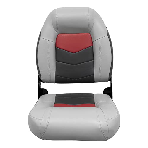 3304-1881 Wise Pro-Angler Series High Back Boat Seat Marble Grey/Regal Red/Charcoal