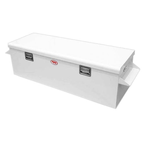 Steel Chest Tool Box RKI M60-1 with Floor Mounts for 8 ft. Beds White Single Lid