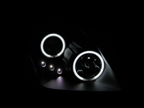 Black Clear AnzoUSA Projector Halo Headlight with Amber Reflector for Honda Prelude - (Sold in Pairs)