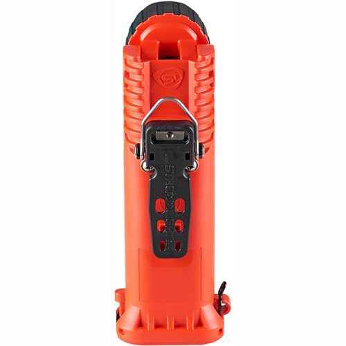 Streamlight Survivor 91802 Pivot 325-Lumen Right Angle Articulating Dual Beam Rechargeable Flashlight with 120V/100V AC/12V DC and Clip, Orange