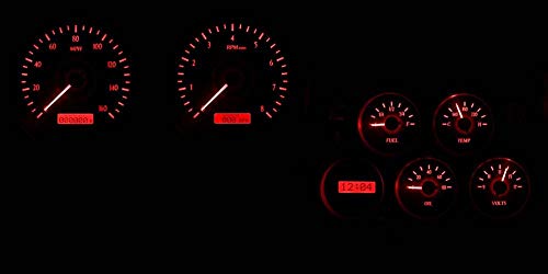 Dakota Digital VHX-68C-VET-S-R Analog Dash Gauge System Compatible with 1968-77 Chevy Corvette Silver Alloy Red Backlighting