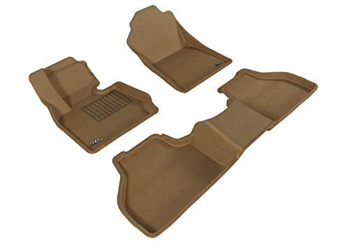 Complete Set 3D MAXpider Custom Fit All-Weather Floor Mat for Select BMW X3 (F25)/ X4 (F26) Models - Kagu Rubber (Tan)