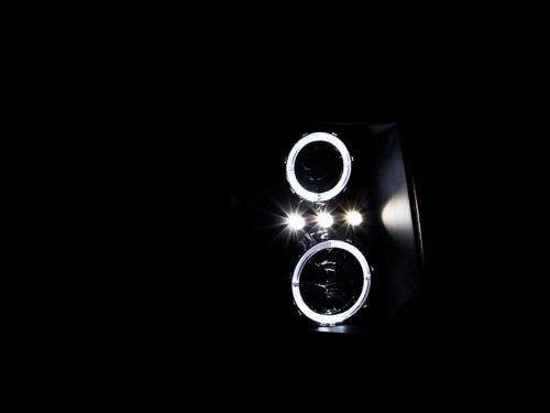 Black Anzo USA Projector Headlight with Clear Lens for Chevy Silverado 111200