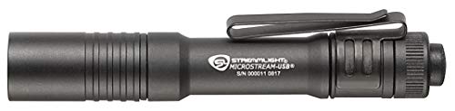 Streamlight MicroStream 66601 250-Lumen EDC Ultra-Compact Flashlight with USB Rechargeable Battery, Clear Retail Packaging, Black