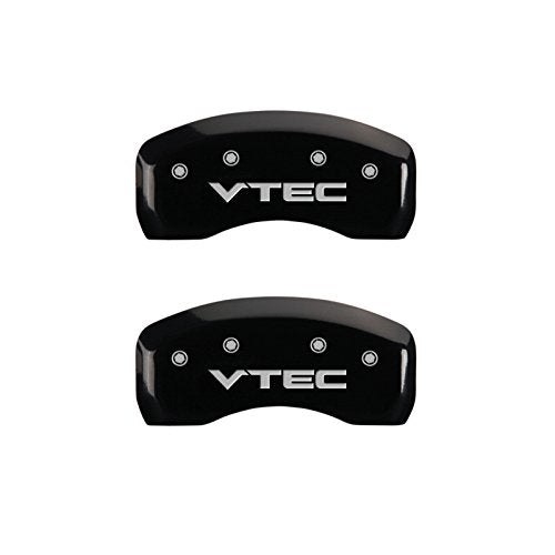 Caliper Covers MGP 20218SVTCBK (Black Powder Coat Finish, Engraved Front and Rear: Vtech, Silver Characters, Set of 4)