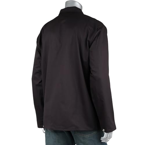 FR Treated Ironcat Cotton Sateen Jacket, 9 oz., Anodized Snaps, Interior Pocket, Pop-up Welders Collar, Scribe Pocket, Black, 2X-Large (7050B/2XL)