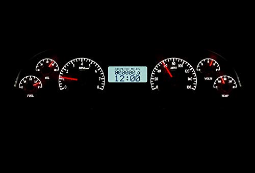 VHX System-Silver Alloy Style Face w/White Display Compatible with 1994-96 Chevy Caprice/Impala SS