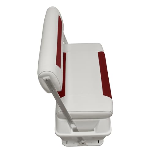 DLX156-1906 Wise DLX Pontoon Series 70 Quart Swingback Cooler Seat - White/Crimson Red