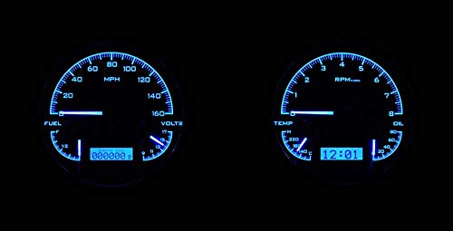 54 Chevy Pickup Dakota Digital 55 First Series VHX Analog Dash Gauges Black Alloy Blue VHX-54C-PU-K-B