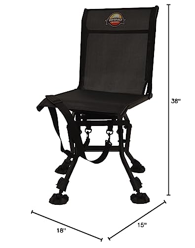 Rhino Outdoors Deluxe RC-009 Adjustable Hunting Chair with 360° Swivel Seat, Black