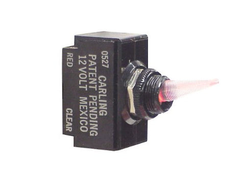 Sierra International TG40090 On-Off-Mom Illuminated SPDT Toggle Switch with 15/32"L x 15/32"-32 Mounting Stem, White/Red