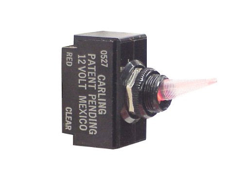 Sierra International TG40090 On-Off-Mom Illuminated SPDT Toggle Switch with 15/32"L x 15/32"-32 Mounting Stem, White/Red