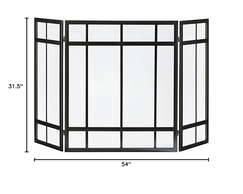 Mission Style Pleasant Hearth 3-Panel Fireplace Screen